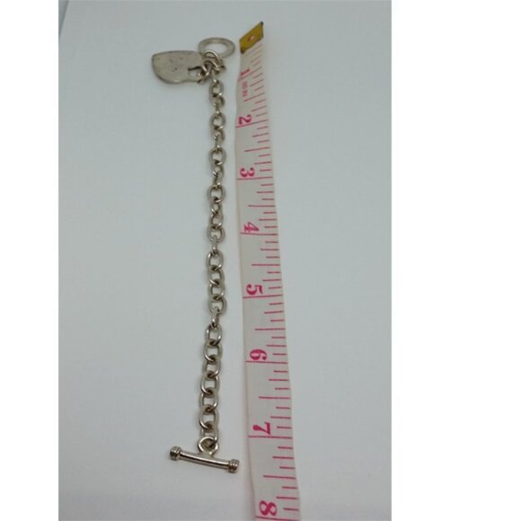 VINTAGE sterling silver semi chunky chain heart charm bracelet-trendy classic - Picture 3 of 3